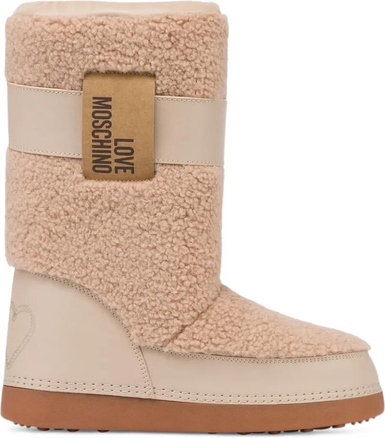 Love Moschino Snow boots van imitatielamswol Beige