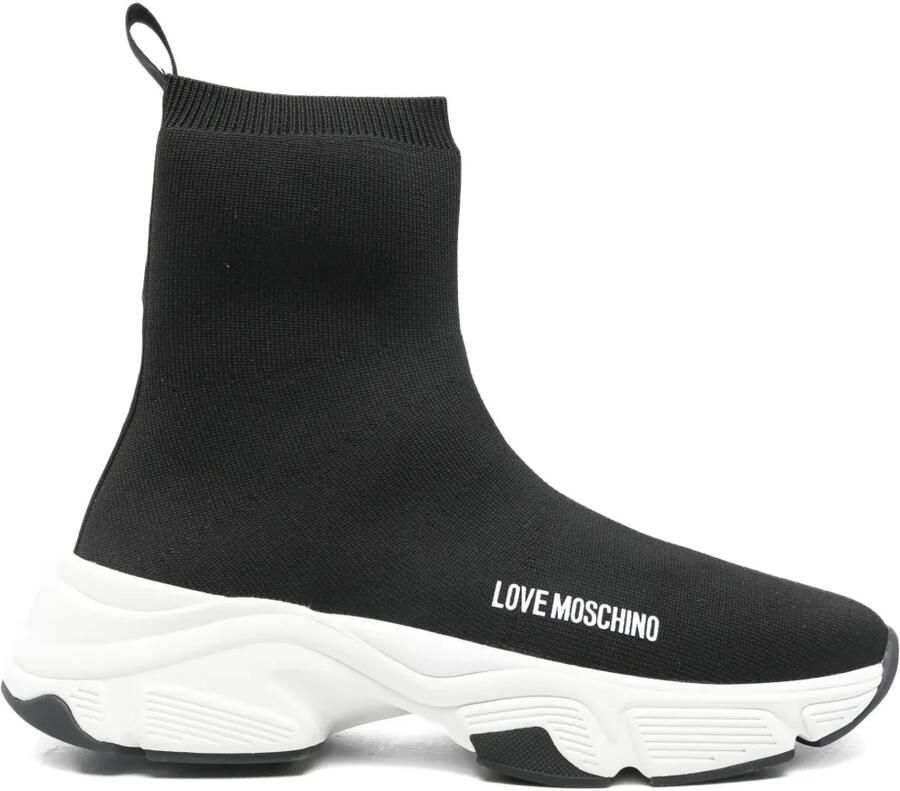 Love Moschino Soksneakers met logo Zwart