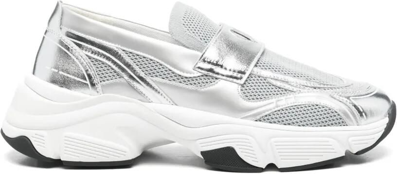 Love Moschino Stardust60 heart-motif metallic sneakers Zilver