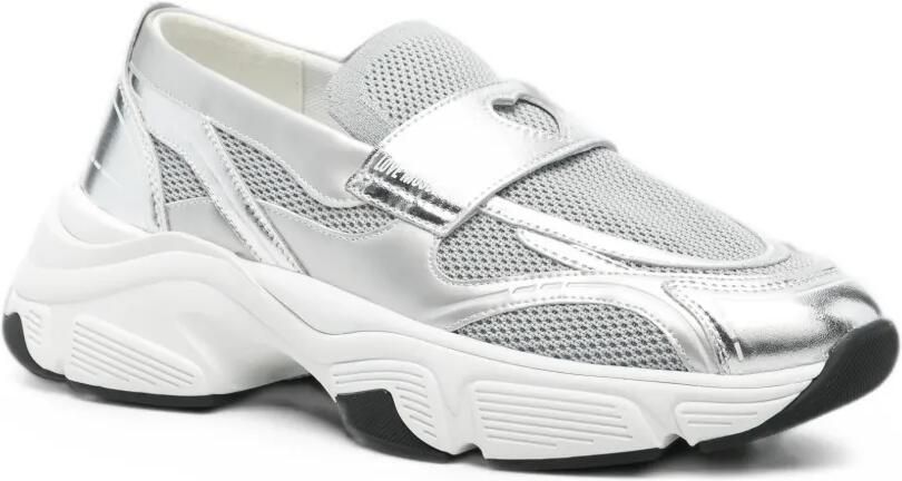 Love Moschino Stardust60 heart-motif metallic sneakers Zilver - Foto 3