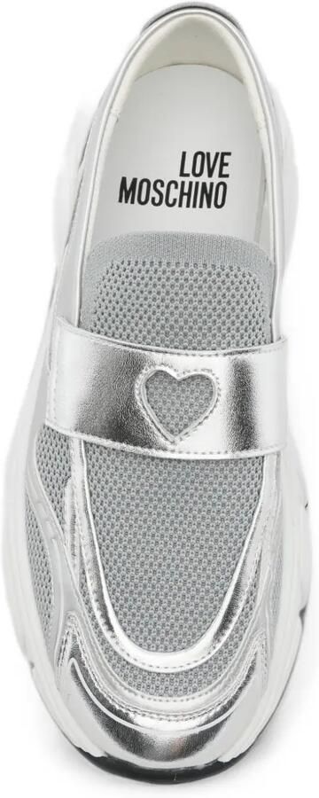 Love Moschino Stardust60 heart-motif metallic sneakers Zilver - Foto 4