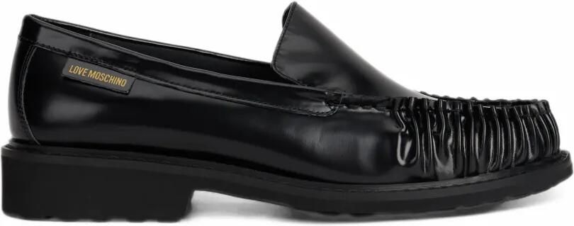 Love Moschino Leren loafers met gestikt detail Zwart