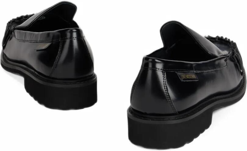 Love Moschino Leren loafers met gestikt detail Zwart - Foto 2