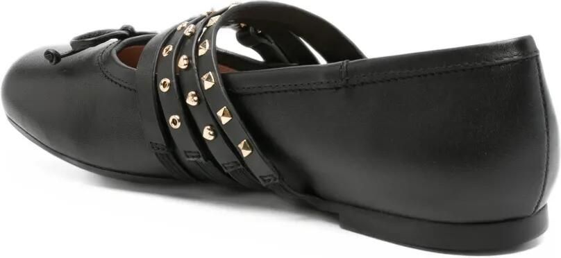 Love Moschino stud-embellished buckle-strap ballet flats Zwart - Foto 3