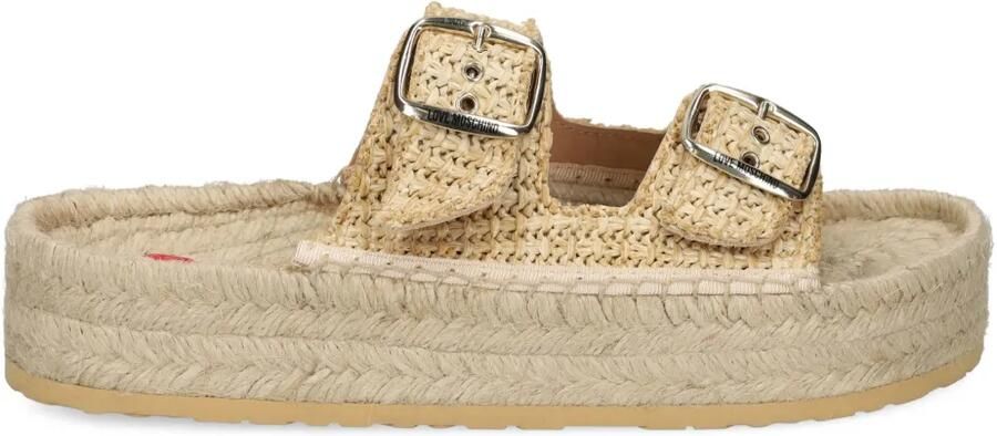 Love Moschino Suède espadrilles met dubbele gesp Beige