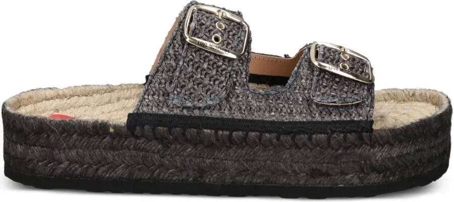Love Moschino Suède espadrilles met dubbele gesp Zwart