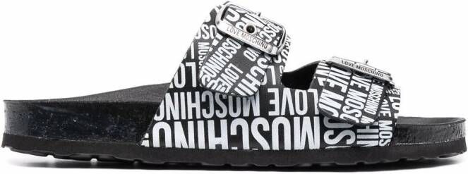 Love Moschino Sandalen met logoprint Zwart