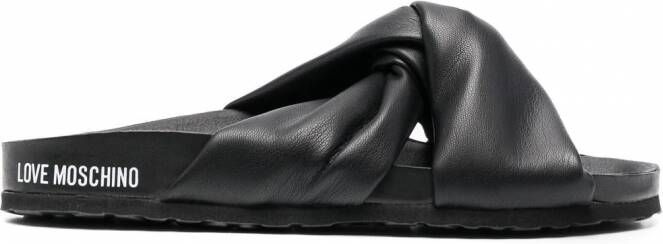 Love Moschino Slippers met geknoopt detail Zwart