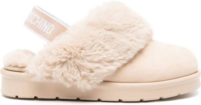 Love Moschino Slippers met logoprint Bruin