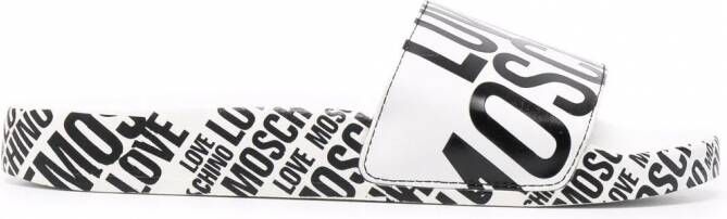 Love Moschino Slippers met logoprint Wit