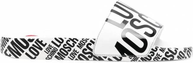 Love Moschino Slippers met logoprint Wit