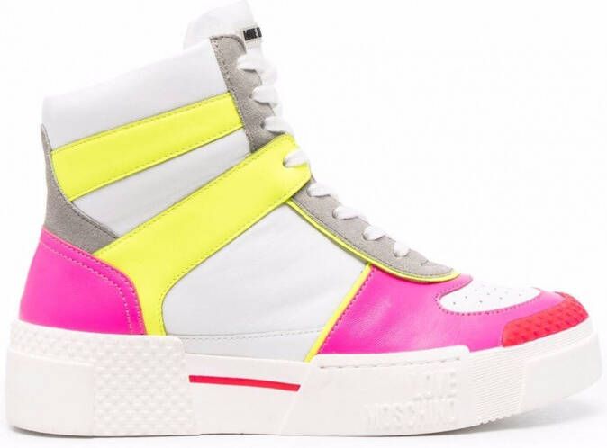 Love Moschino Leren Sneakers Ronde Neus Rubberen Zool White Dames - Foto 4