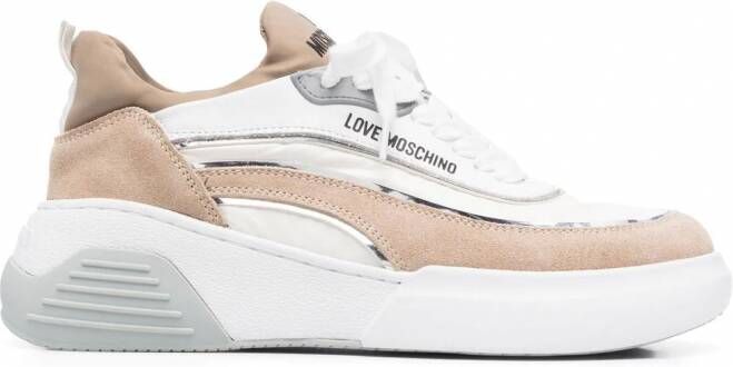 Love Moschino Sneakers met contrasterend vlak Beige