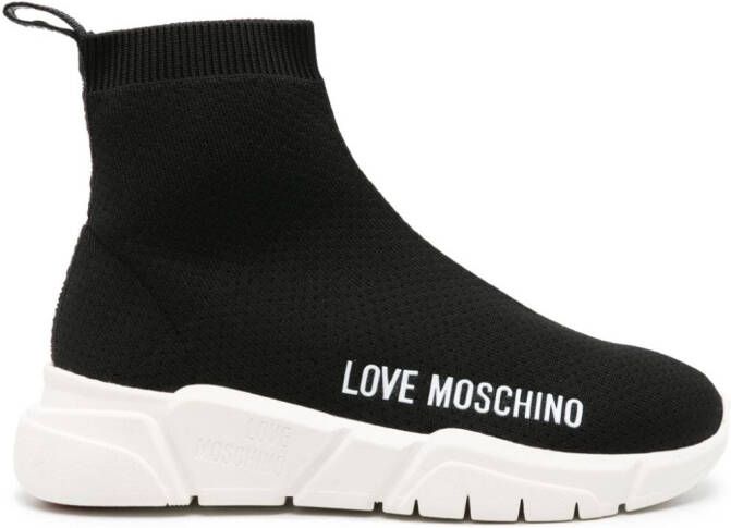 Love Moschino Sneakers met logo-applicatie Zwart