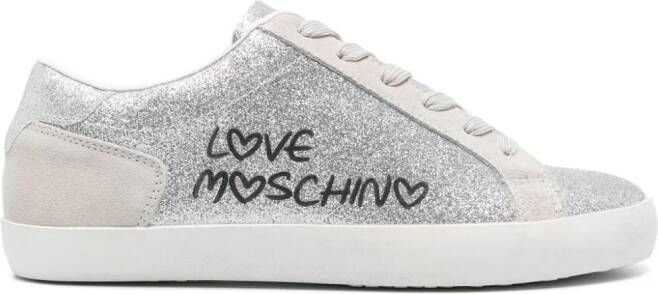 Love Moschino Sneakers met logoprint Zilver