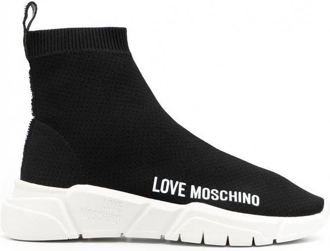 Love Moschino Sneakers met logoprint Zwart