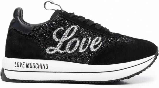 Love Moschino Sneakers met logoprint Zwart