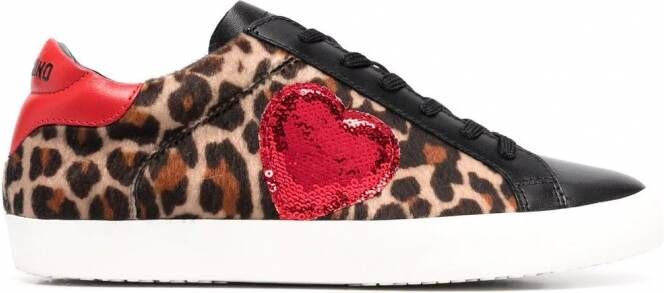 Love Moschino Sneakers met luipaardprint Beige