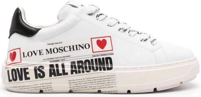 Love Moschino Sneakers met print Wit