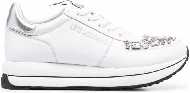 Love Moschino Sneakers verfraaid met edelsteen Wit