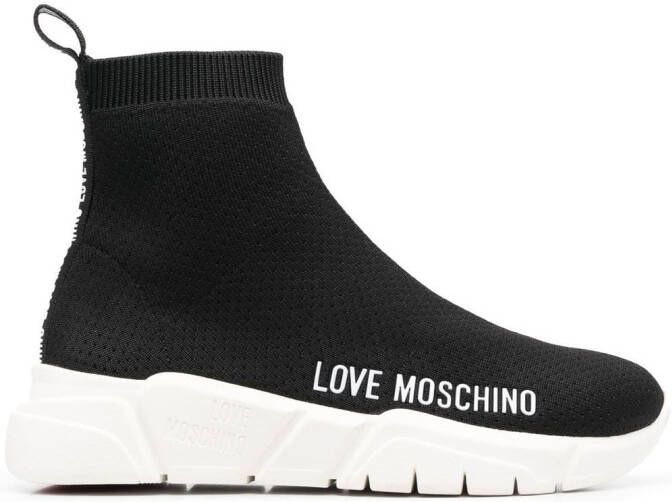 Love Moschino Soksneakers met logoprint Zwart