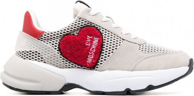 Love Moschino Sporty Running sneakers met hartpatch Wit