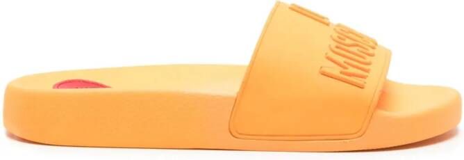 Love Moschino Teenslippers met logo-reliëf Oranje