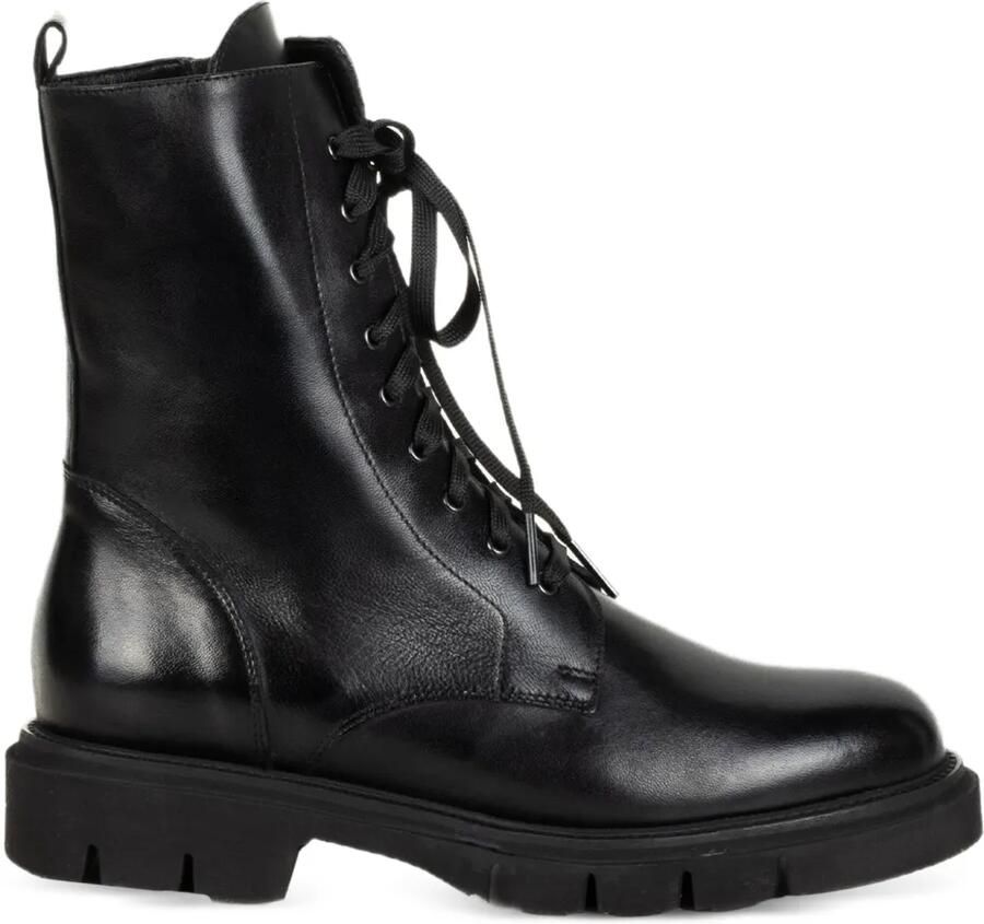 Luca Grossi Leren combat boots Zwart
