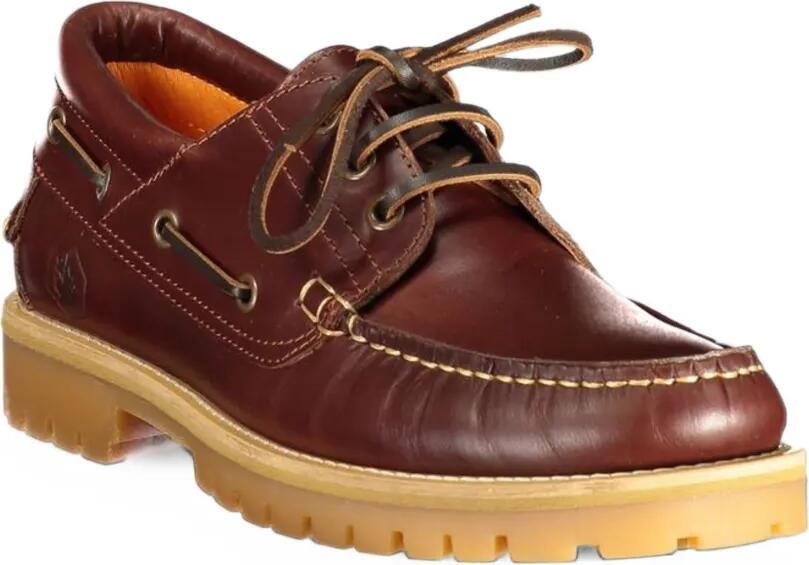 LUMBERJACK Newton lace-up leather boat shoes Bruin - Foto 3