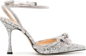 MACH & MACH crystal-embellished bow pumps Metallic