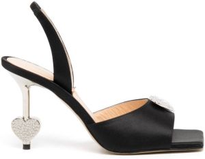 MACH & MACH crystal-embellished heart sandals Zwart