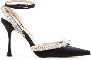 MACH & MACH crystal-embellished satin 90mm pumps Zwart