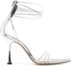 MACH & MACH crystal-embellished strappy 90mm sandals Zilver