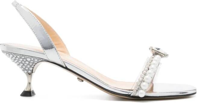 MACH & MACH Diamond Of Elizabeth 55 mm metallic sandalen Zilver