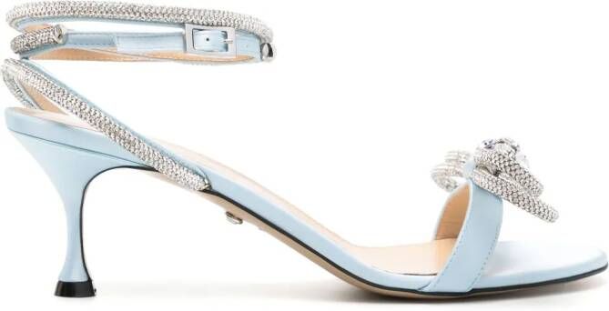 MACH & MACH Double Bow 65mm sandalen verfraaid met kristallen Blauw