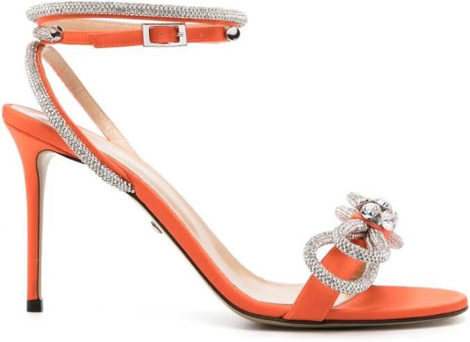 MACH & MACH Double Bow 95mm sandalen verfraaid met kristallen Oranje