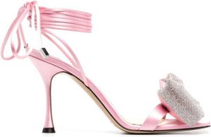 MACH & MACH Double Bow sandalen verfraaid met kristallen Roze