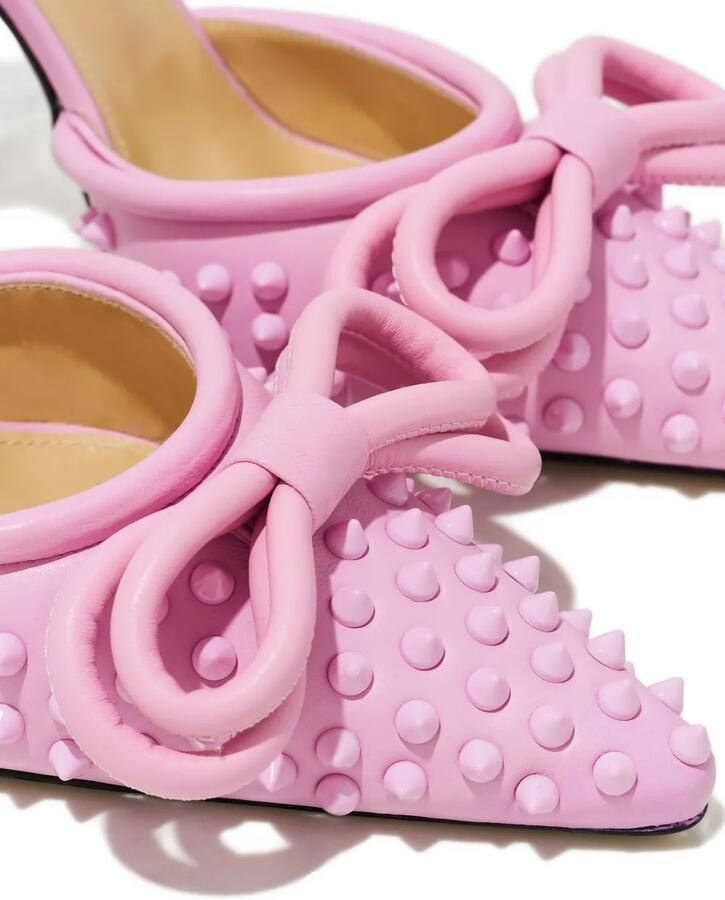 MACH & MACH 100 mm leren pumps verfraaid met strik en studs Roze