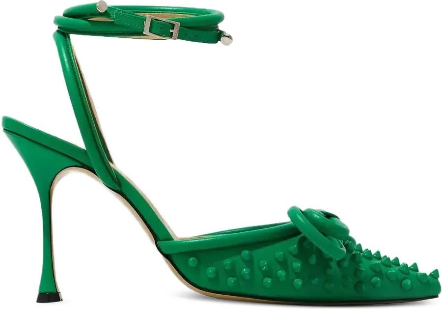 MACH & MACH 100 mm pumps met dubbele strik en studs Groen