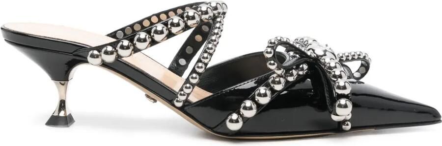 MACH & MACH 55 mm leren muiltjes met studs Zwart
