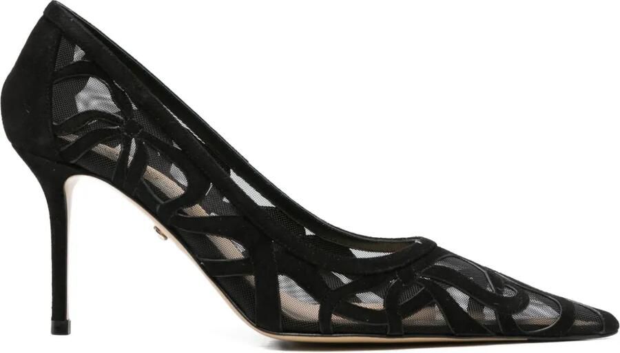 MACH & MACH 85 mm mesh pumps met puntige neus Zwart