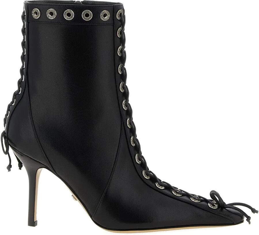 MACH & MACH 95 mm enkellaarzen met studs en veters Zwart