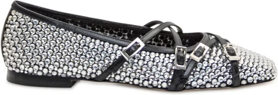 MACH & MACH Crystal Net ballerina's Zwart
