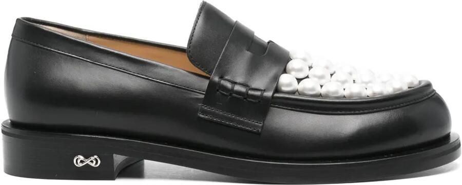 MACH & MACH Loafers met logoplakkaat Zwart
