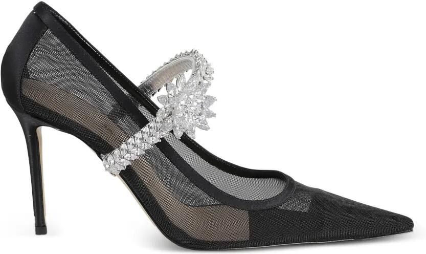 MACH & MACH Mesh pumps verfraaid met lotus bloem Zwart