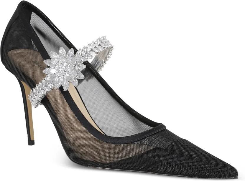 MACH & MACH Mesh pumps verfraaid met lotus bloem Zwart - Foto 2