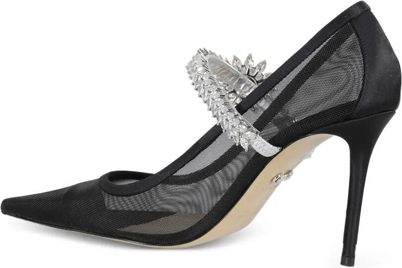 MACH & MACH Mesh pumps verfraaid met lotus bloem Zwart - Foto 3