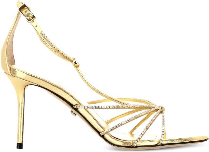 MACH & MACH Metallic leren sandalen verfraaid met kristallen Goud