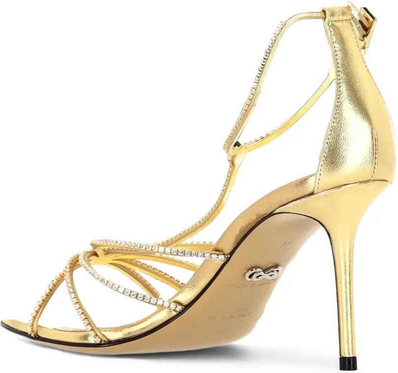 MACH & MACH Metallic leren sandalen verfraaid met kristallen Goud - Foto 3