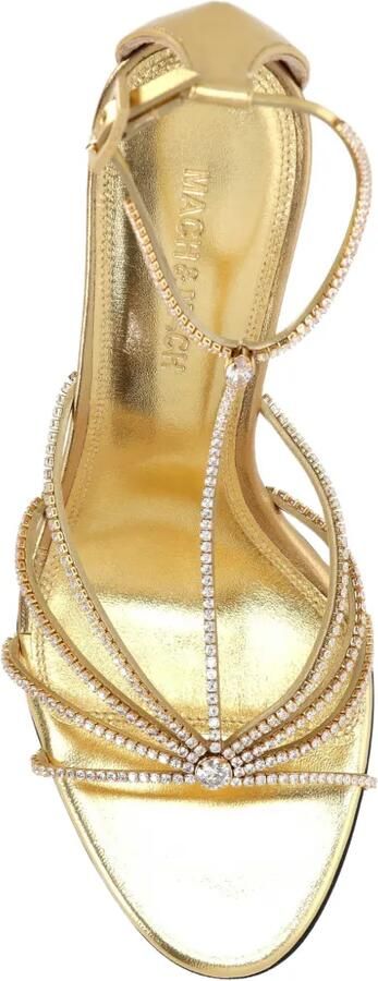 MACH & MACH Metallic leren sandalen verfraaid met kristallen Goud - Foto 4
